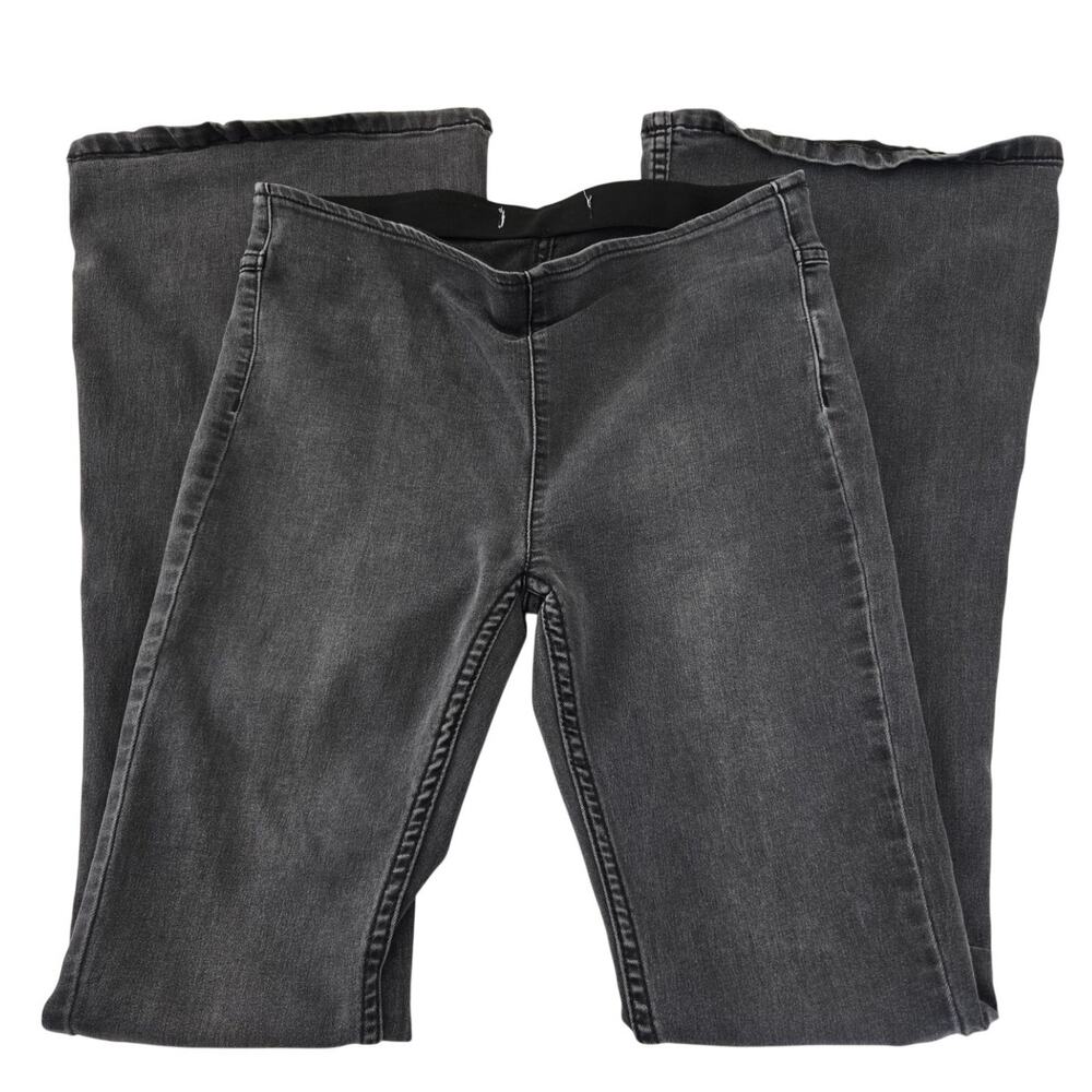 Boho Chic Free People Penny Flare Jeans Washed Black Pull‑On Low Rise Size 29 - Picture 3 of 11